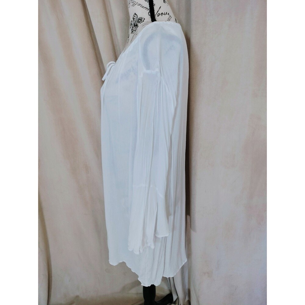 NWOT! Anne Cole V-Neck Lightweight White Beach CoverUp w/Bell Sleeves. XL-XXL - Picture 4 of 7